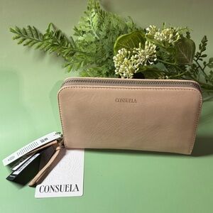 Consuela Essential Diego Neutral Beige Leather Zip Around Wallet